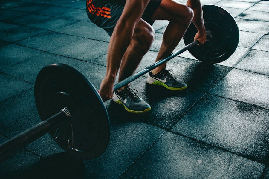 Dumbbells on a workout mat